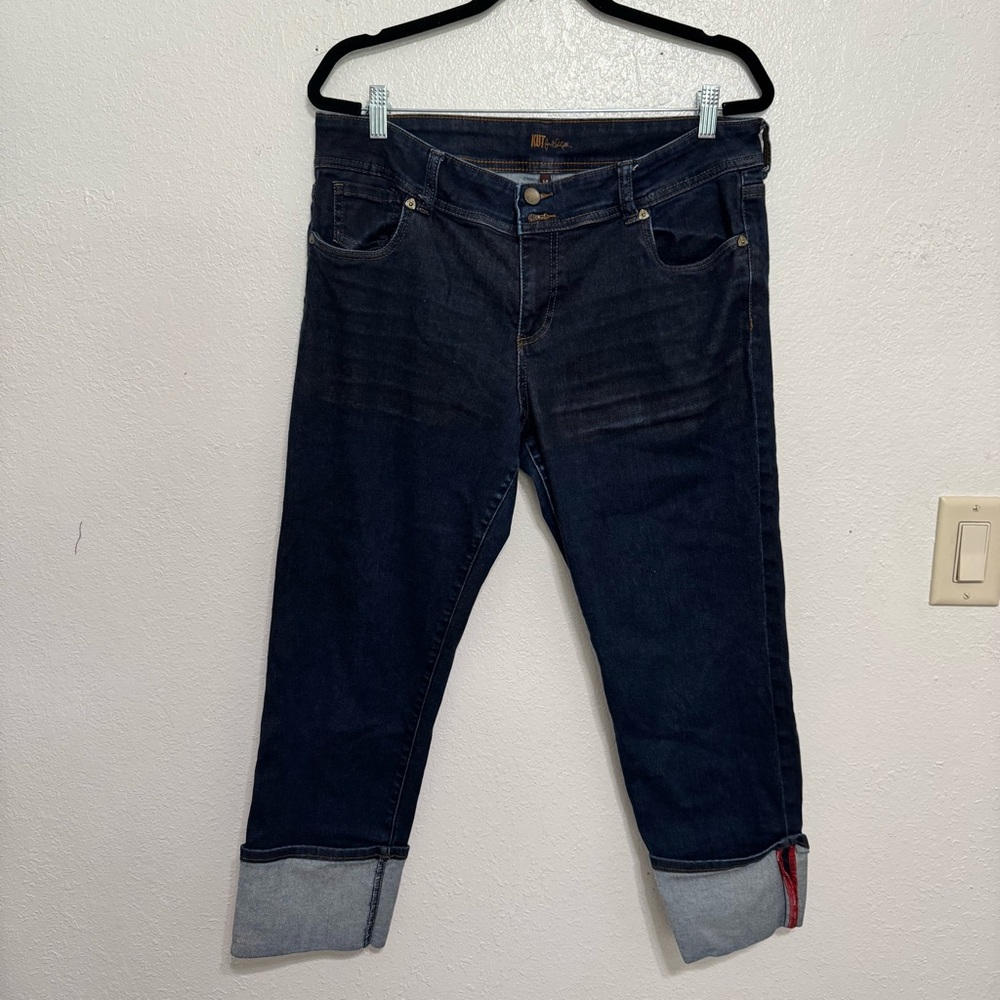Kut from the Kloth Cameron Cuffed Dark Blue Ankle Jeans 14 - Picture 3 of 11